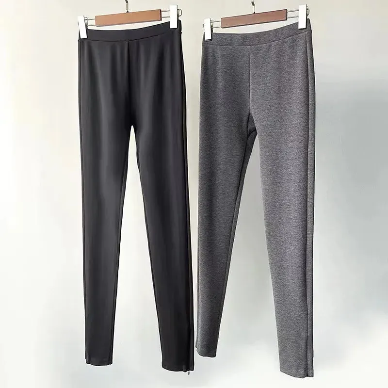 Classic Pants~24 Autumn/Winter Toteme Black Slim Fit Slim Zipper Feet Pants Slim Pencil Pants