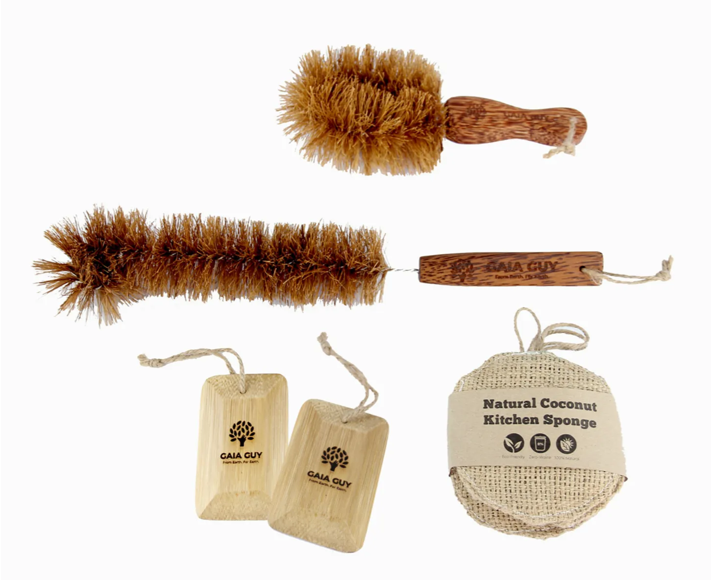 Coconut Kitchen Cleaning Kit! Eco-Friendly Zero Waste Kitchen Kit - Brushes, Sponges and Pot Scrapers