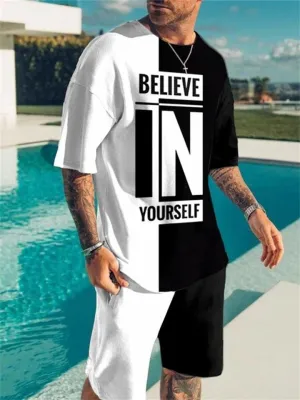 Comfy 2-Piece Personalized Printing Casual T-Shirt Loose Shorts