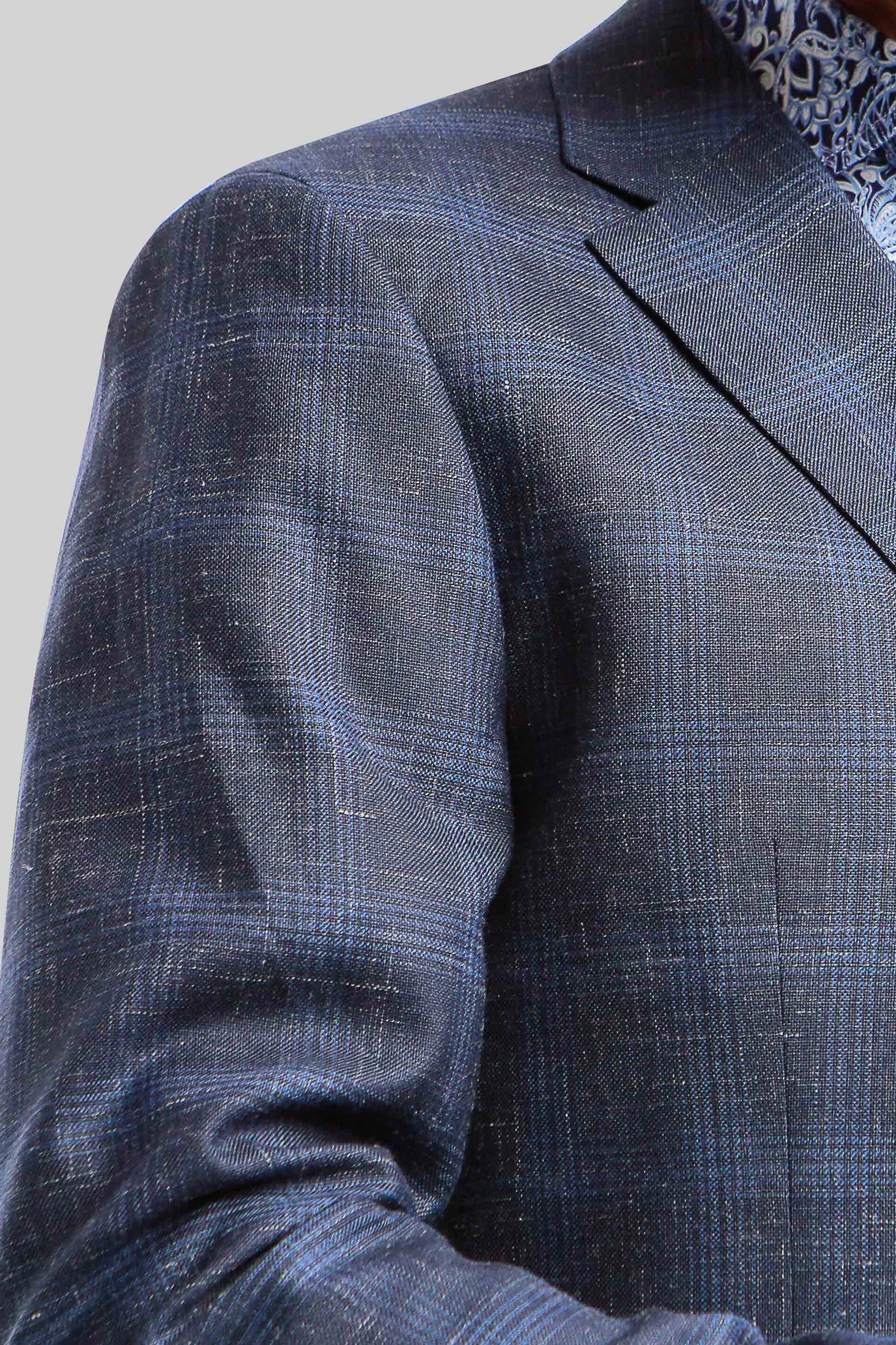 Como Navy Wool Linen Blazer