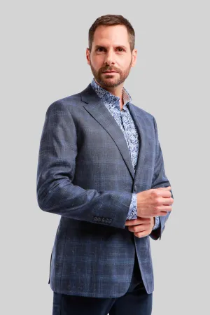 Como Navy Wool Linen Blazer