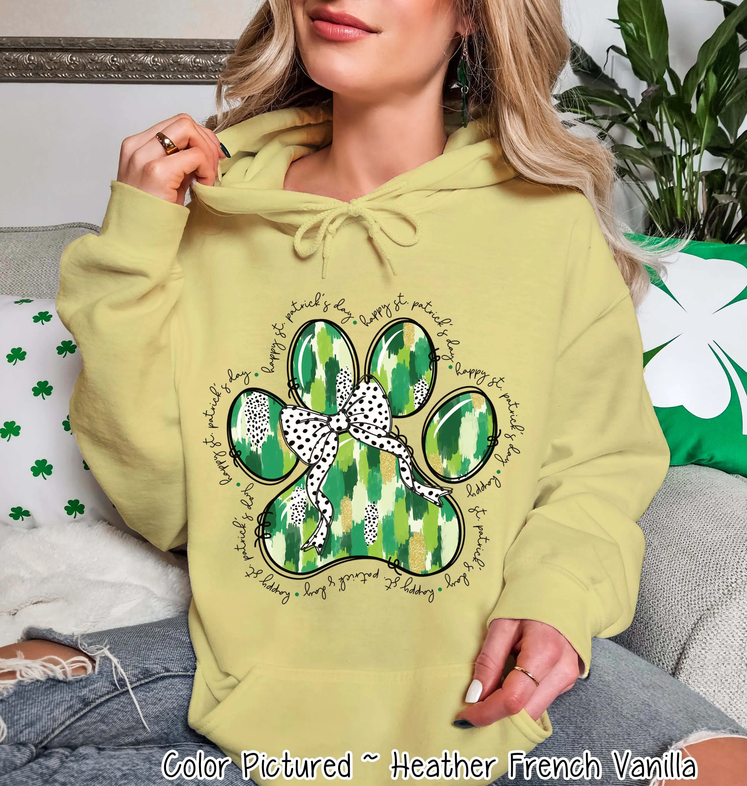 Coquette Paw St Patricks Day Tee or Sweatshirt
