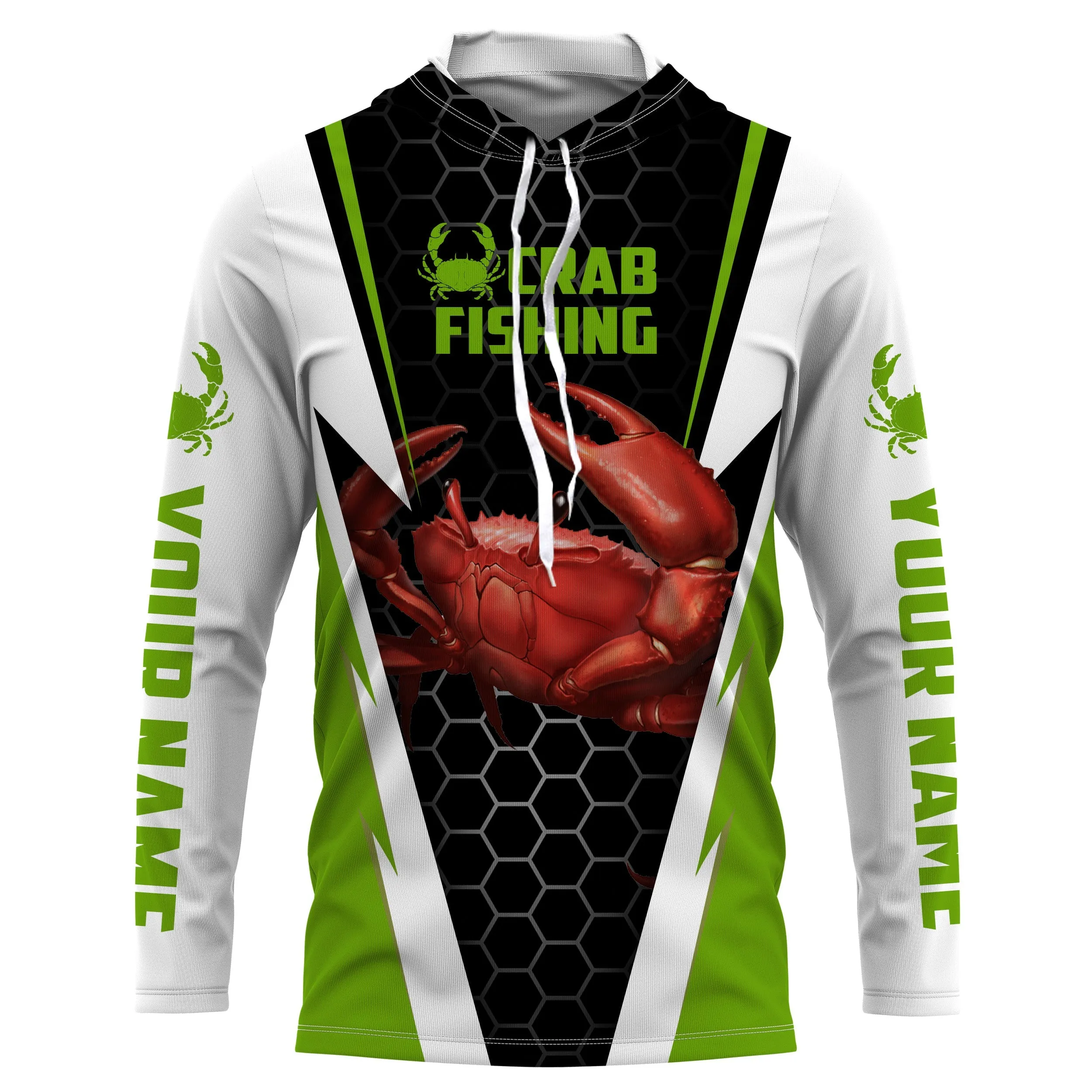 Crab Fishing Custom Long Sleeve performance Fishing Shirts, Crab Fishing jerseys | green IPHW2809