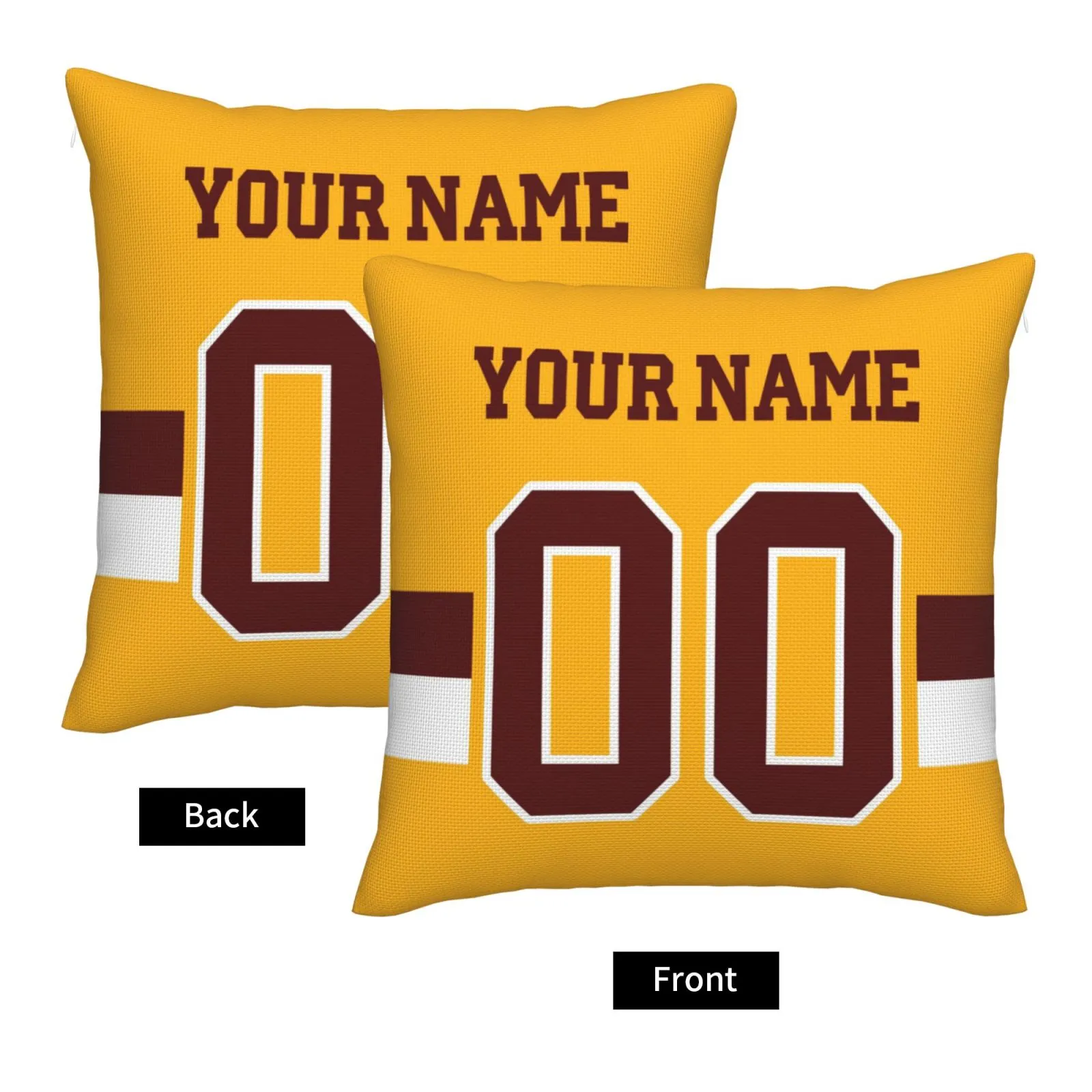 Custom Gold Washington Commanders Decorative Throw Pillow Case - Print Personalized Football Team Fans Name & Number Birthday Gift