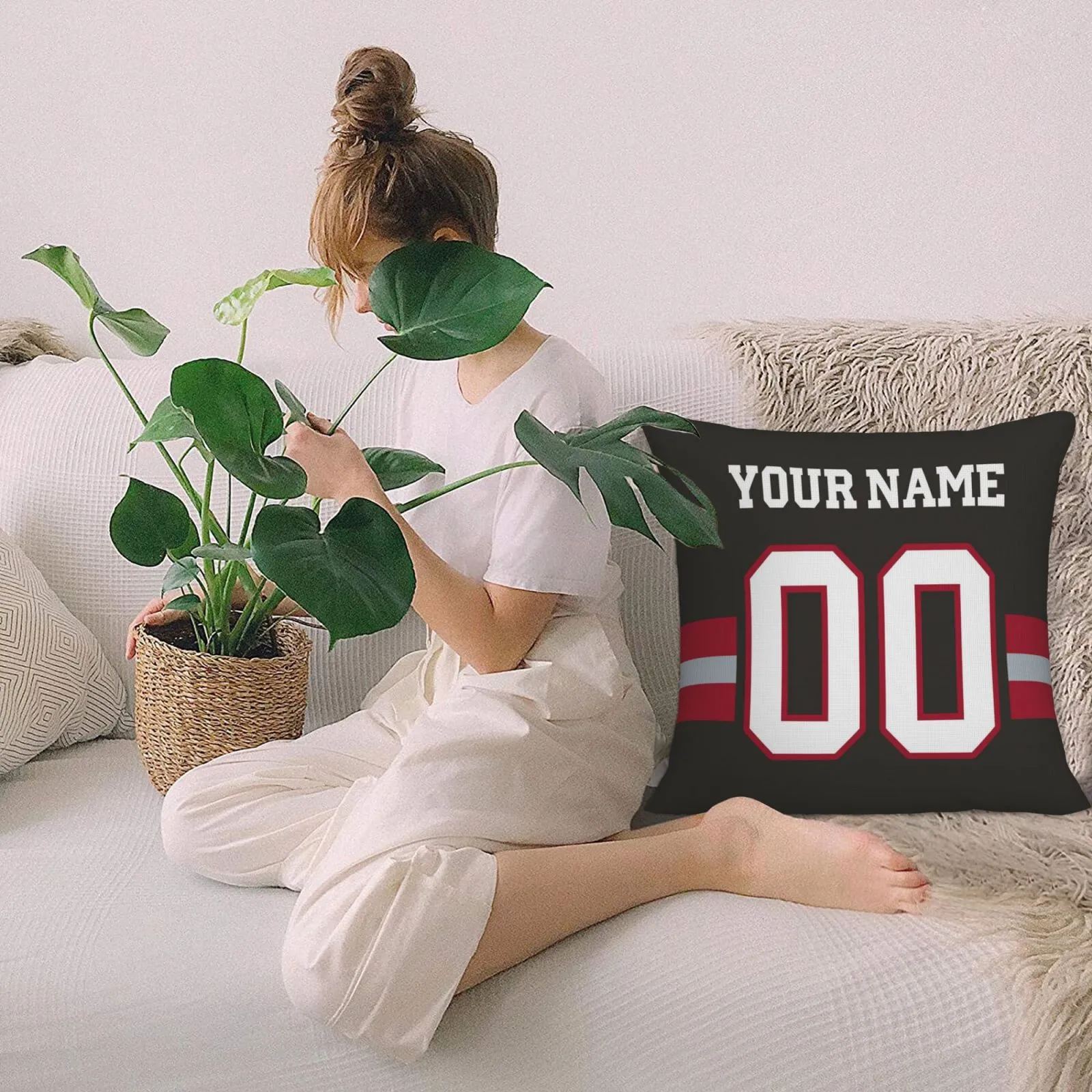 Custom Pewter Tampa Bay Buccaneers Decorative Throw Pillow Case - Print Personalized Football Team Fans Name & Number Birthday Gift