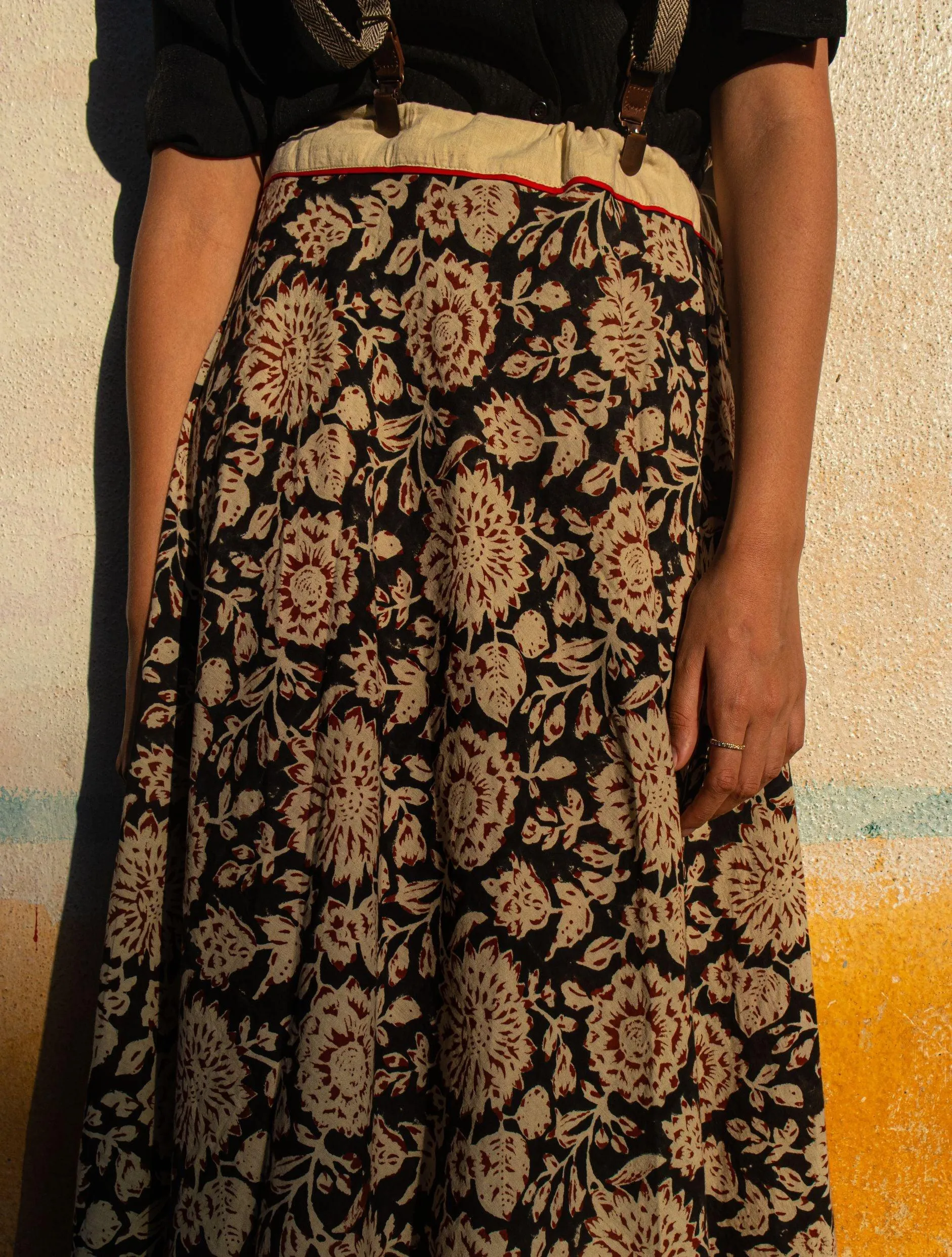 Dabu printed Balotra black print skirt - Noor -Afsana