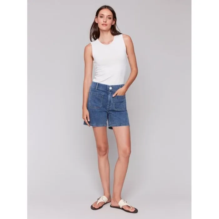Denim Shorts with Patch Pockets