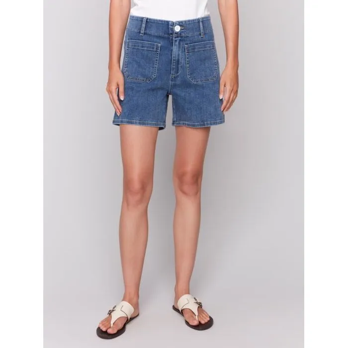 Denim Shorts with Patch Pockets