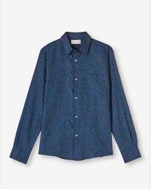 DEREK ROSE | Milan 23 Shirt | Linen Navy