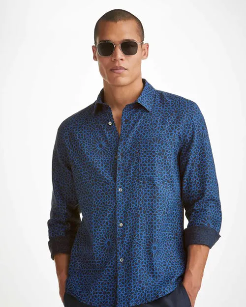 DEREK ROSE | Milan 23 Shirt | Linen Navy
