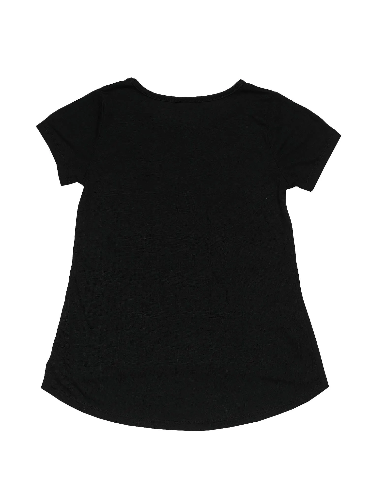 Disney Girls Mickey Mouse T-Shirt Glitter Hi-Lo Hem Black