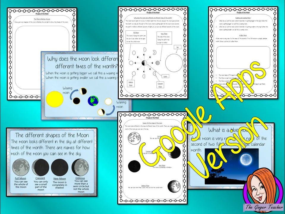 Distance Learning Phases of the Moon Google Slides Lesson