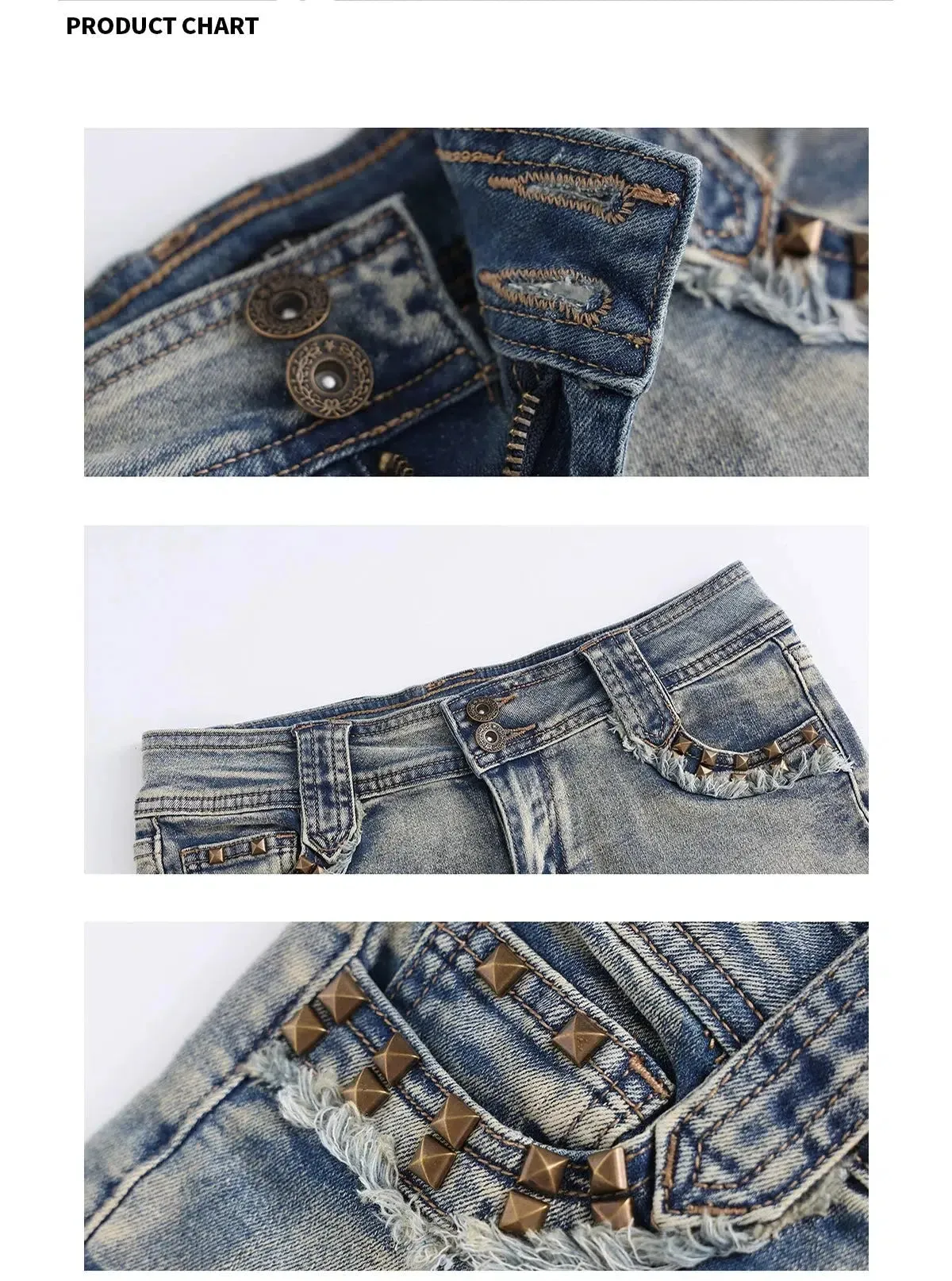 Embellished Pockets Denim Shorts