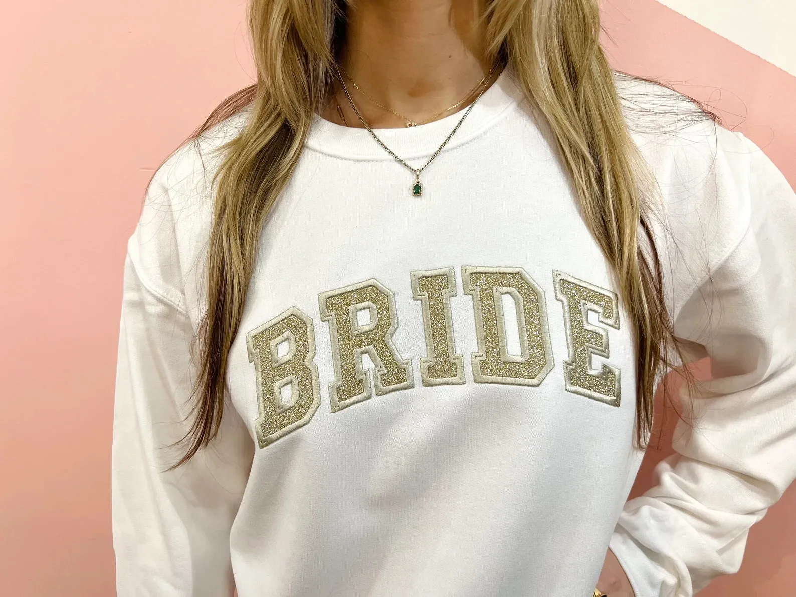Embroidered Bride Glitter Crewneck Sweatshirt