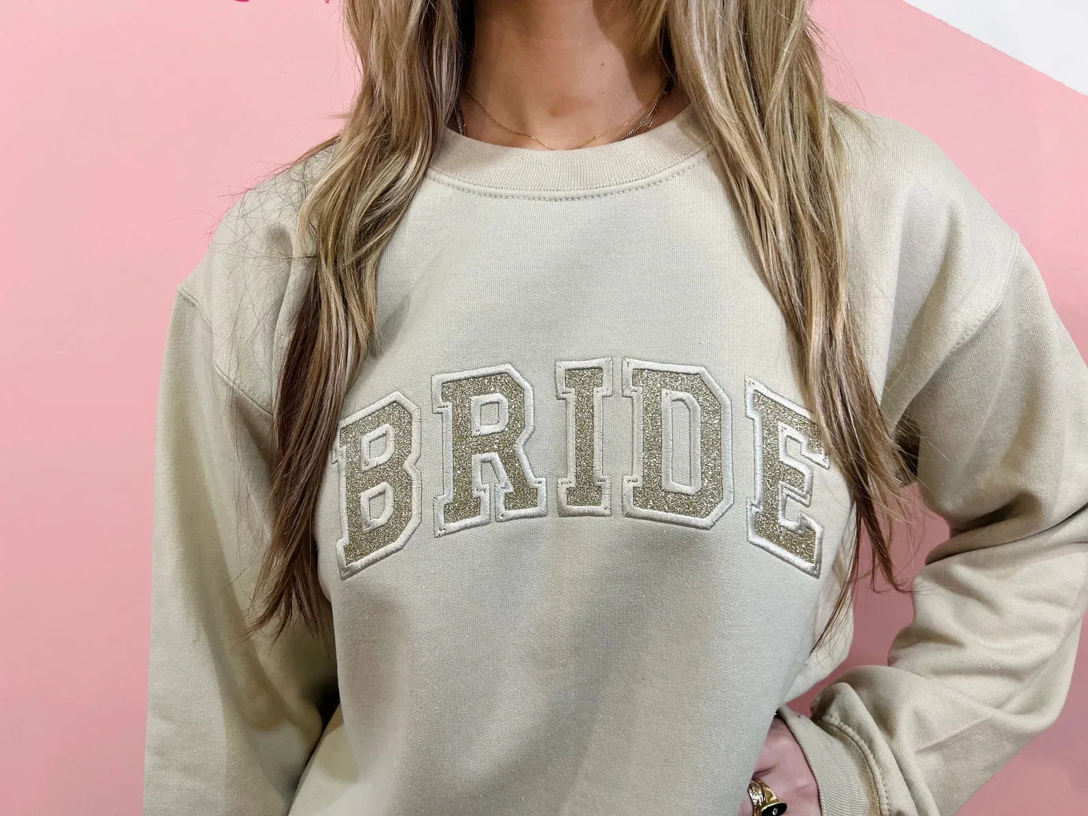 Embroidered Bride Glitter Crewneck Sweatshirt