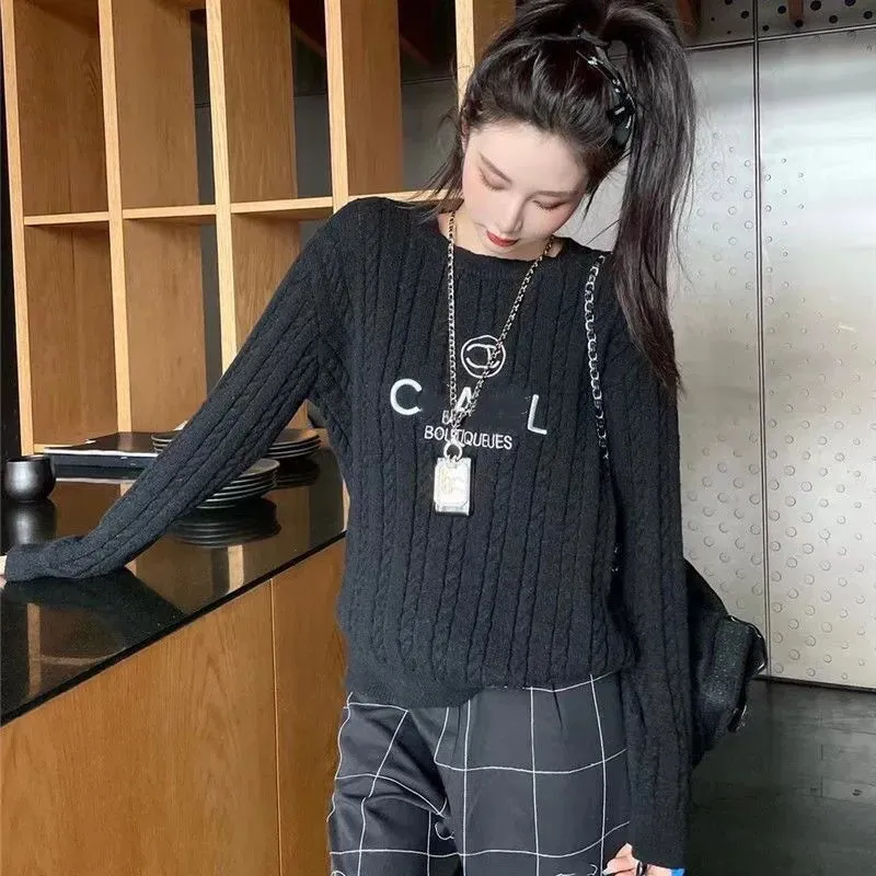 Fashion Designer channel Women's Sweaters wear Heart-shaped V-neck knit vertical alphabet embroidery soft and comfortable base high-quality luxury seiko