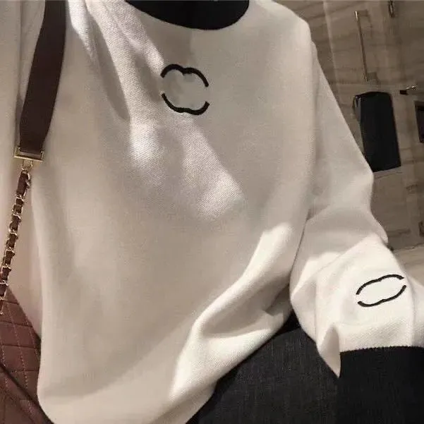 Fashion Designer channel Women's Sweaters wear Heart-shaped V-neck knit vertical alphabet embroidery soft and comfortable base high-quality luxury seiko