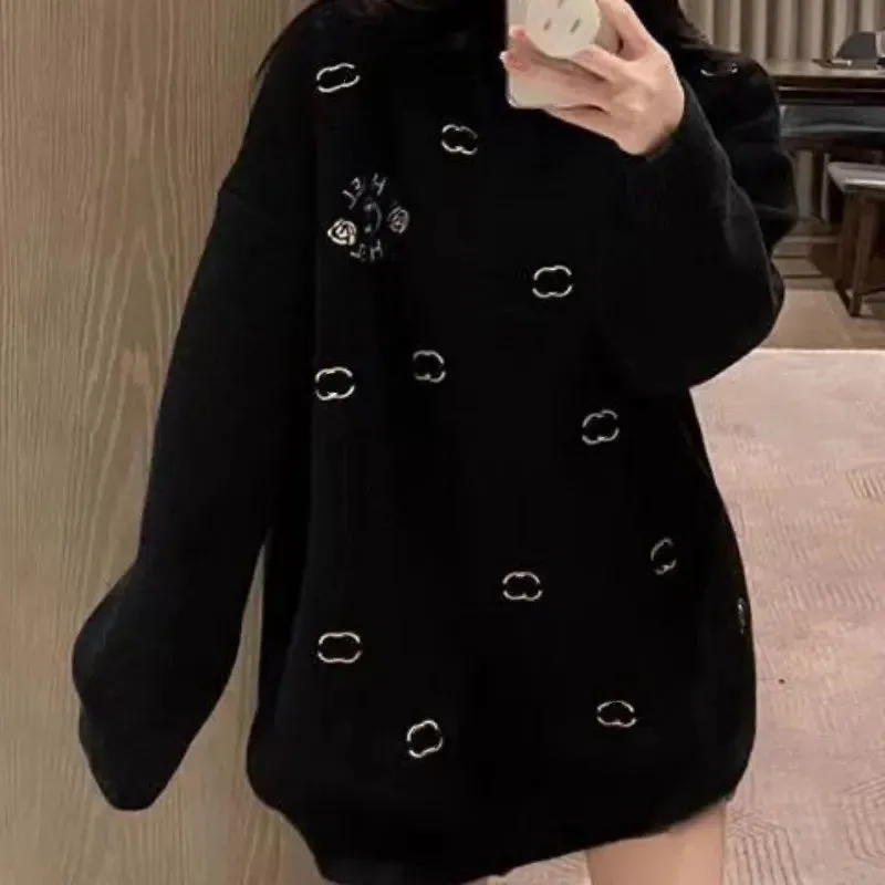 Fashion Designer channel Women's Sweaters wear Heart-shaped V-neck knit vertical alphabet embroidery soft and comfortable base high-quality luxury seiko