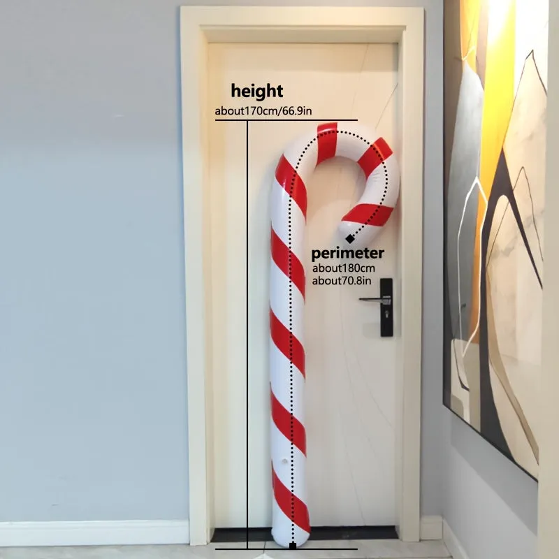 Giant Inflatable Christmas Candy Cane Balloon - 70.9" Tall, Reusable PVC Holiday Decor for Home & Party Atmosphere, Perfect for Christmas Celebrations, Carnival Themed Events, No Power Needed
