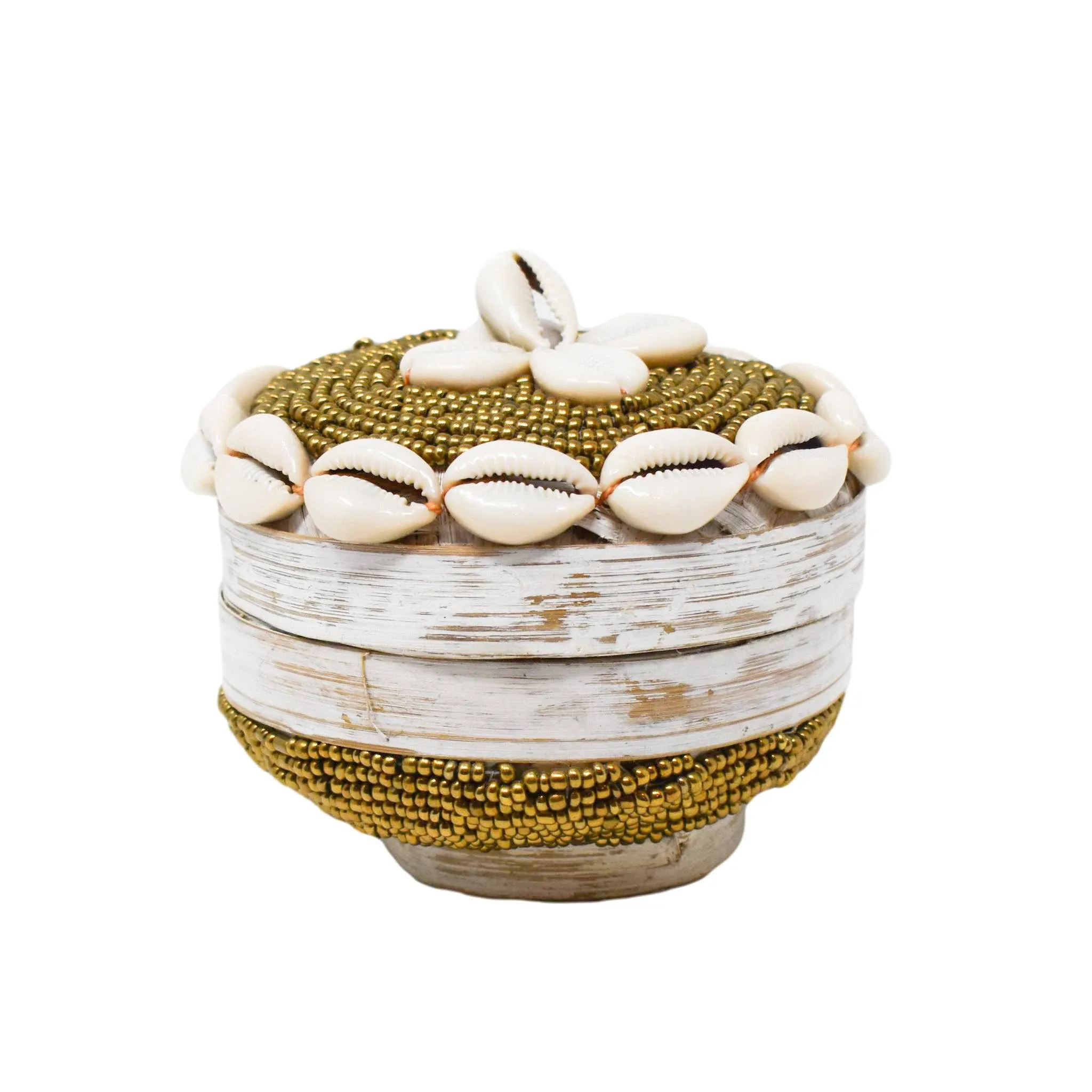 Gili Shell Bowl with Lid - Gold by POPPY   SAGE