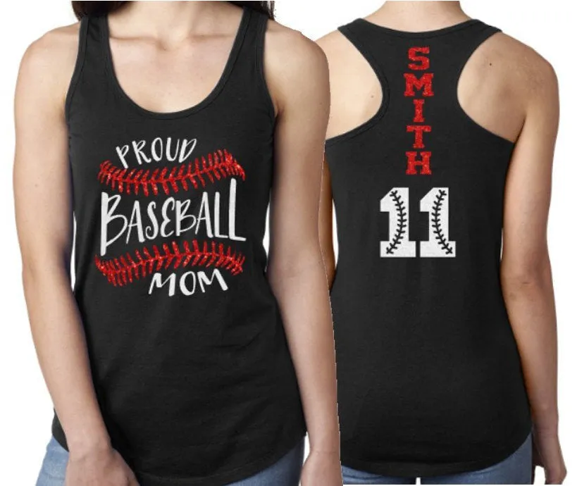 Glitter Baseball Laces Mom Tank | Proud Baseball Mom | Baseball Tank Top | Customize