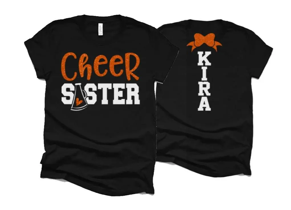 Glitter Cheer Sister Shirt | Cheer Tshirts | Cheerleading Shirts | Cheerleader Gift | Glitter Megaphone Shirt | Bella Canvas T-shirt