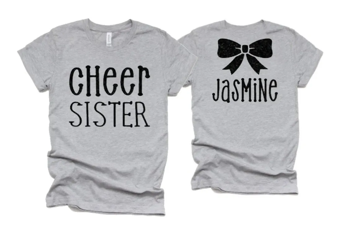 Glitter Cheer Sister Shirt | Cheer Tshirts | Cheerleading Shirts | Cheerleader Gift | Glitter Megaphone Shirt | Bella Canvas T-shirt
