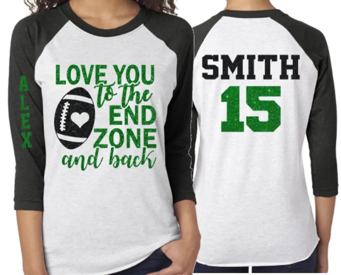 Glitter Football Mom Shirt | Football Shirt | Run the dang ball | 3/4 Sleeve Shirt | Customize