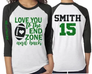 Glitter Football Mom Shirt | Football Shirt | Run the dang ball | 3/4 Sleeve Shirt | Customize
