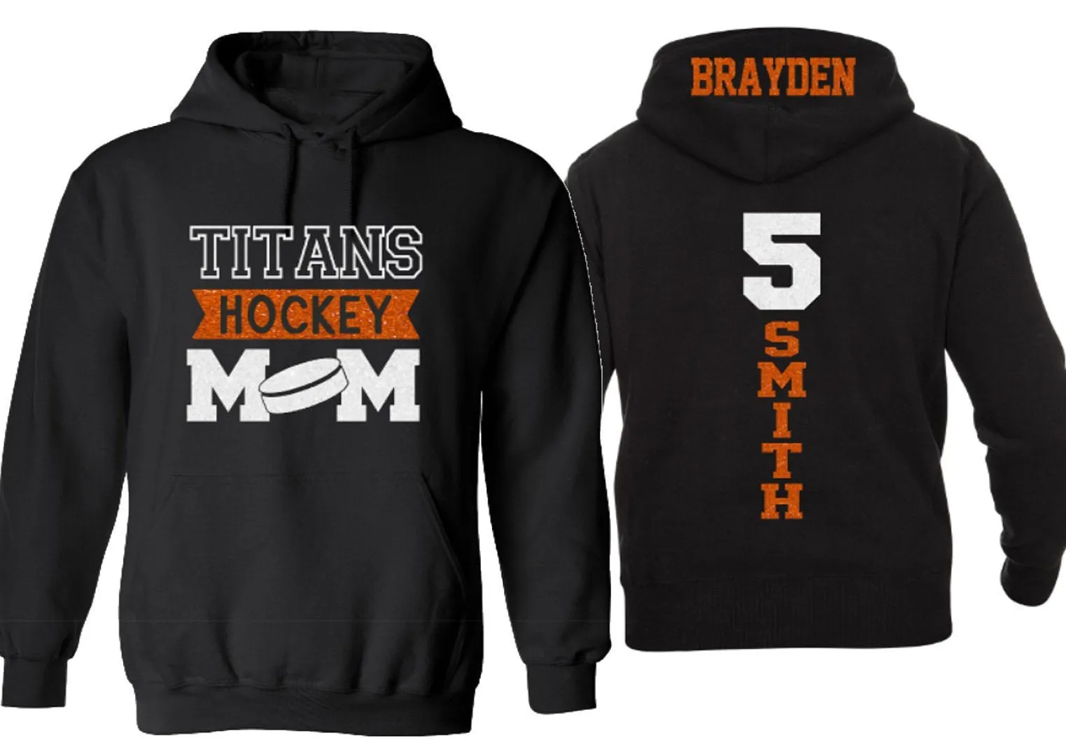 Glitter Hockey Hoodie | Hockey Mom | Hockey Pullover | Hockey Bling | Hockey Spirit Wear | Customize with your Team & Colors