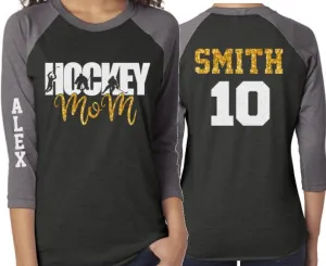 Glitter Hockey Mom shirt | Hockey Shirt | Hockey Bling | Hockey Spirit Wear | Customize  Colors