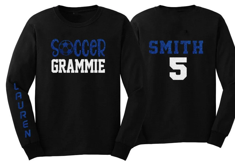 Glitter Soccer Grandma Shirt | Soccer Long Sleeve Shirt | Customize your team & colors