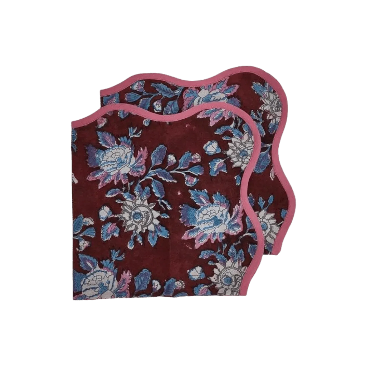 Hand Block Printed Emma Scalloped Cotton Napkins