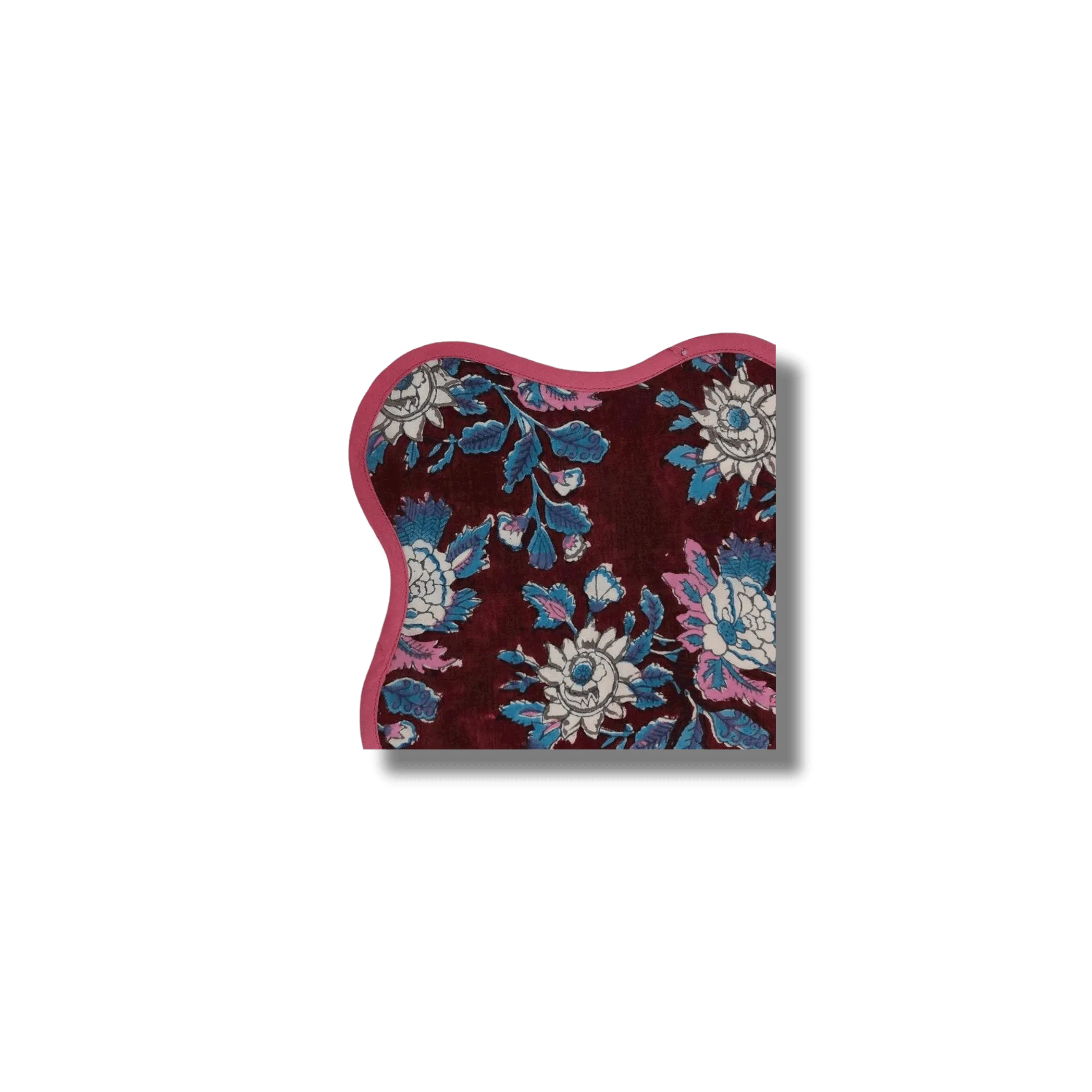 Hand Block Printed Emma Scalloped Cotton Napkins