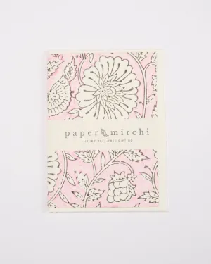 Hand Block Printed Greeting Card - Mughal Garden Blush