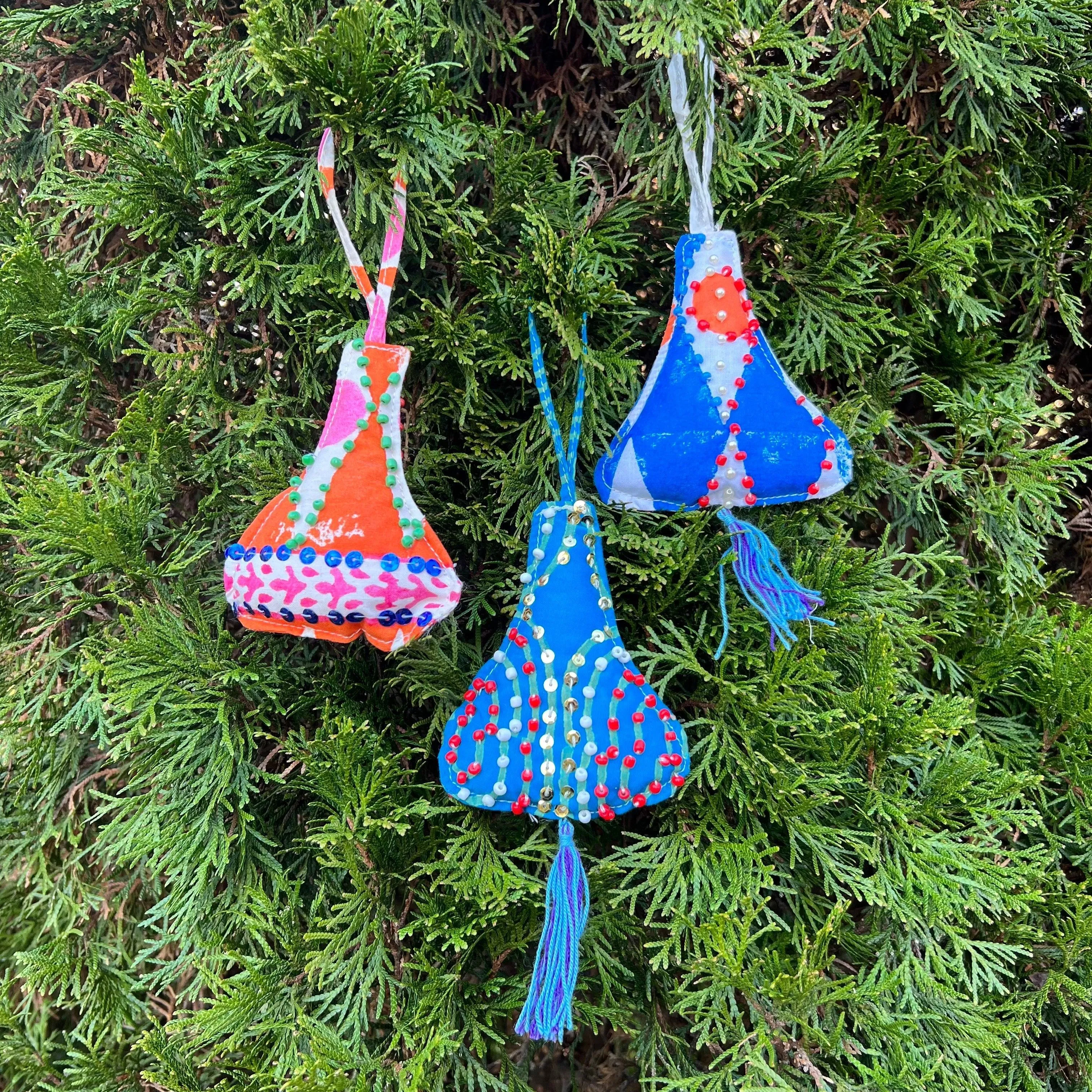 Hand Block Printed Ornament ~ Bell