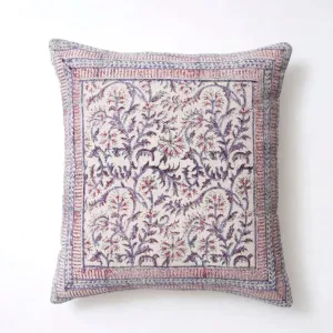 Hand Block Printed Rustic Floral Cushion Cover