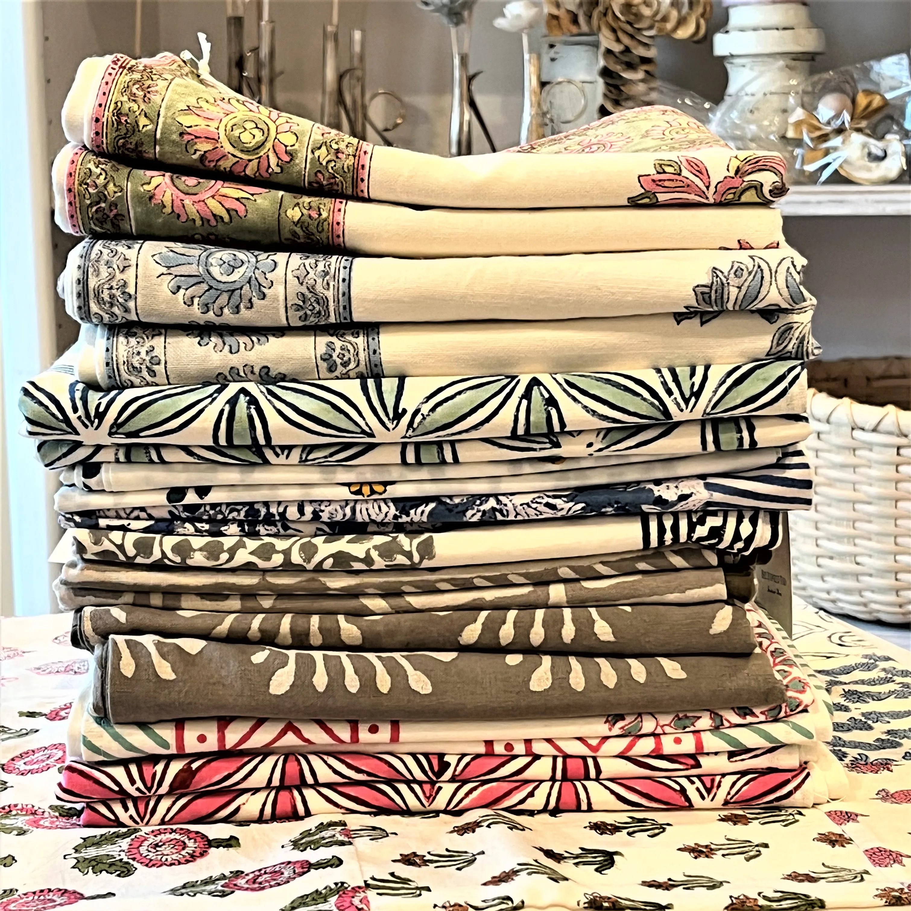 Hand Block Printed Standard Pillowcase - Pink Topiary