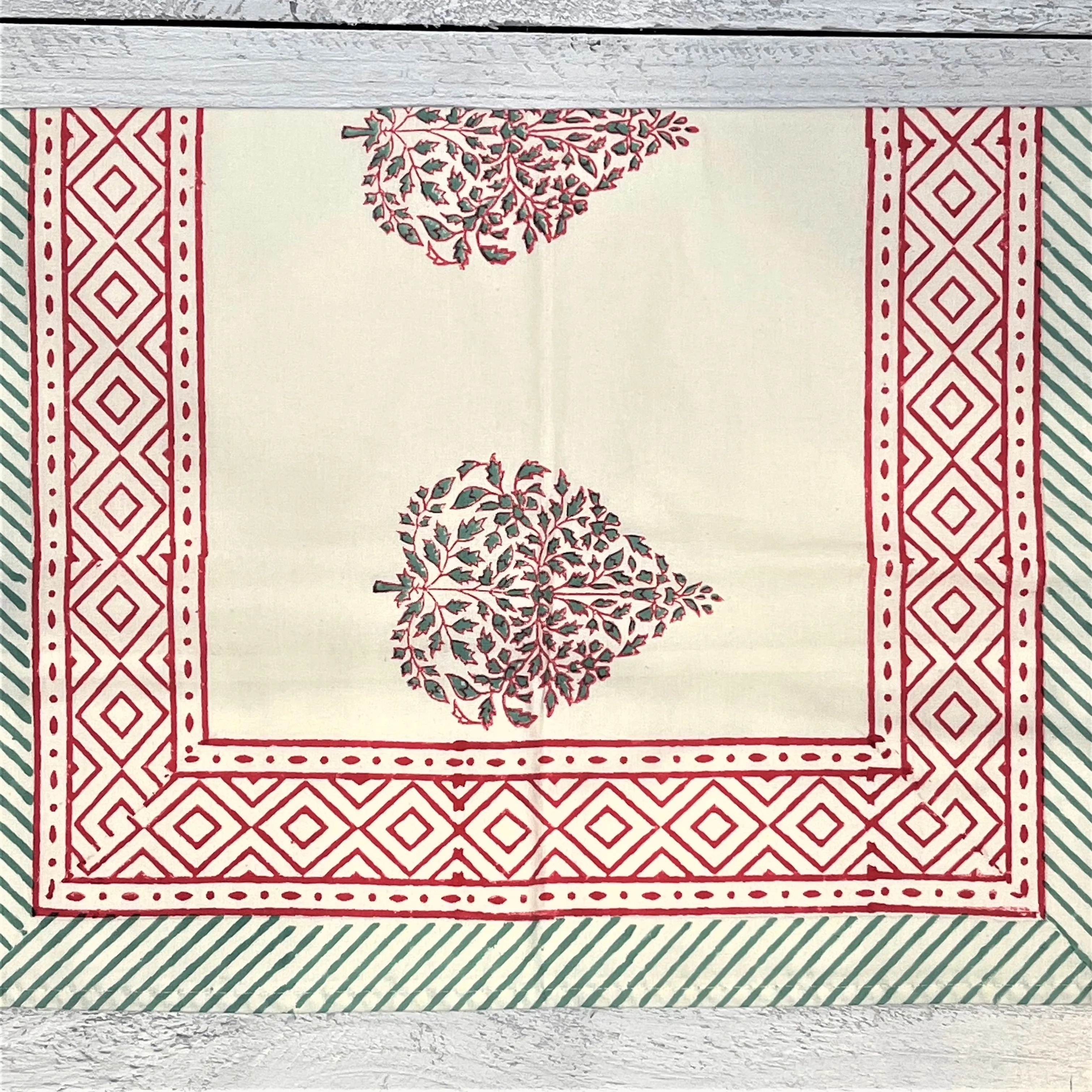 Hand Block Printed Standard Pillowcase - Pink Topiary