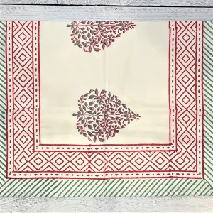 Hand Block Printed Standard Pillowcase - Pink Topiary