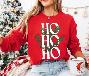 Ho Ho Ho Gildan or Bella Christmas  Sweatshirt/ Direct To Film Transferred Faux Glitter Sweatshirt/ Youth and Adult Sizes