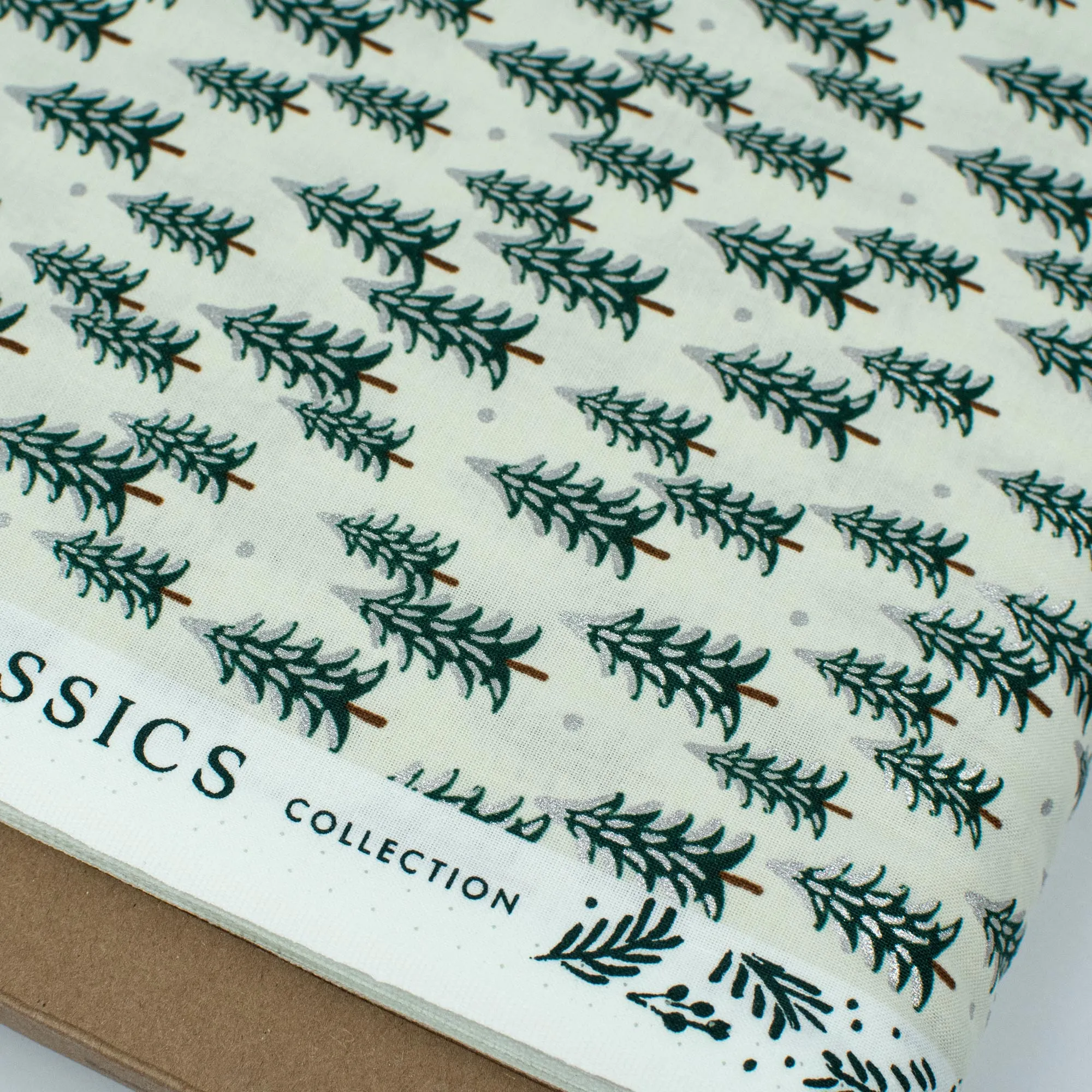 Holiday Classics by Rifle Paper Co. - Fir Trees - Silver Metallic