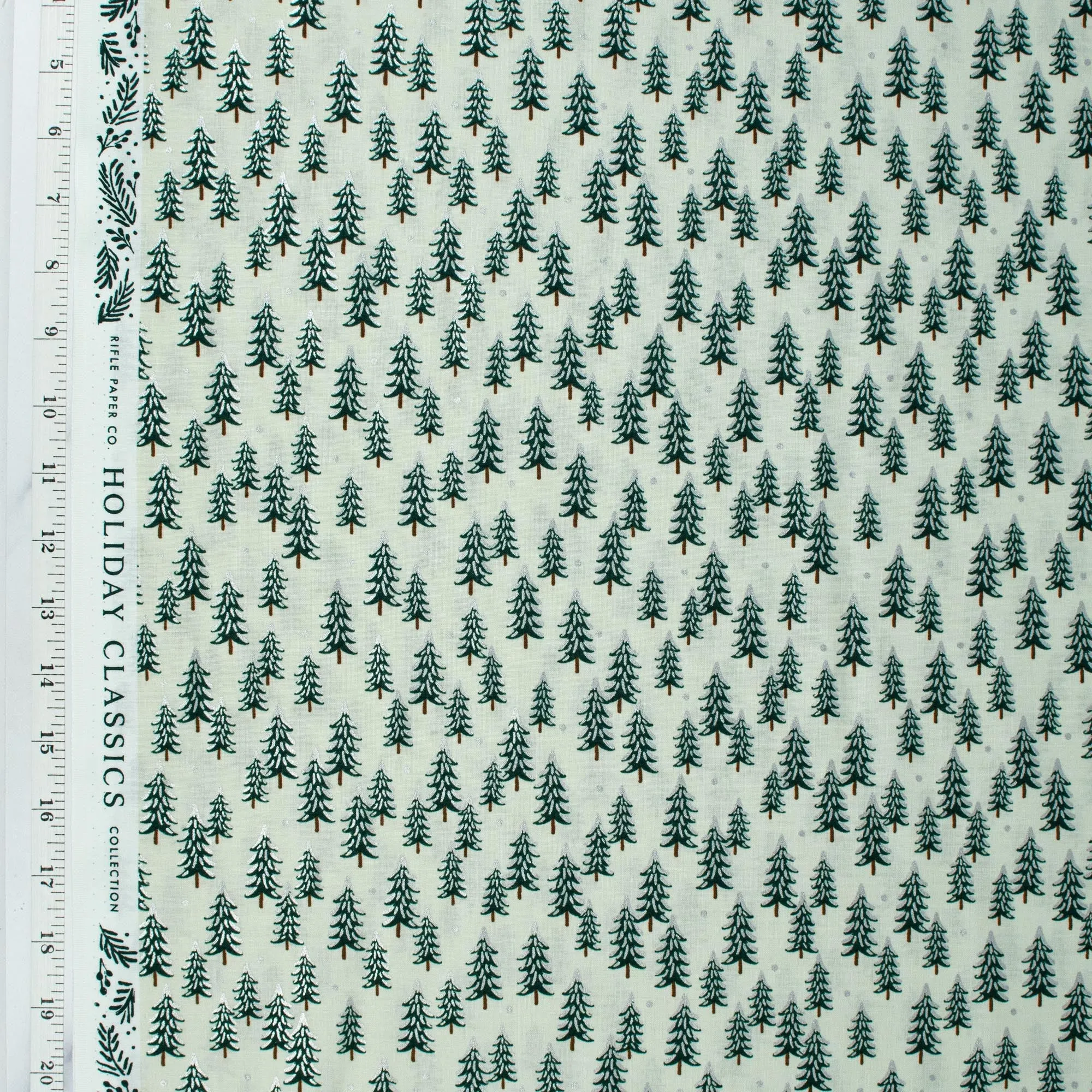 Holiday Classics by Rifle Paper Co. - Fir Trees - Silver Metallic
