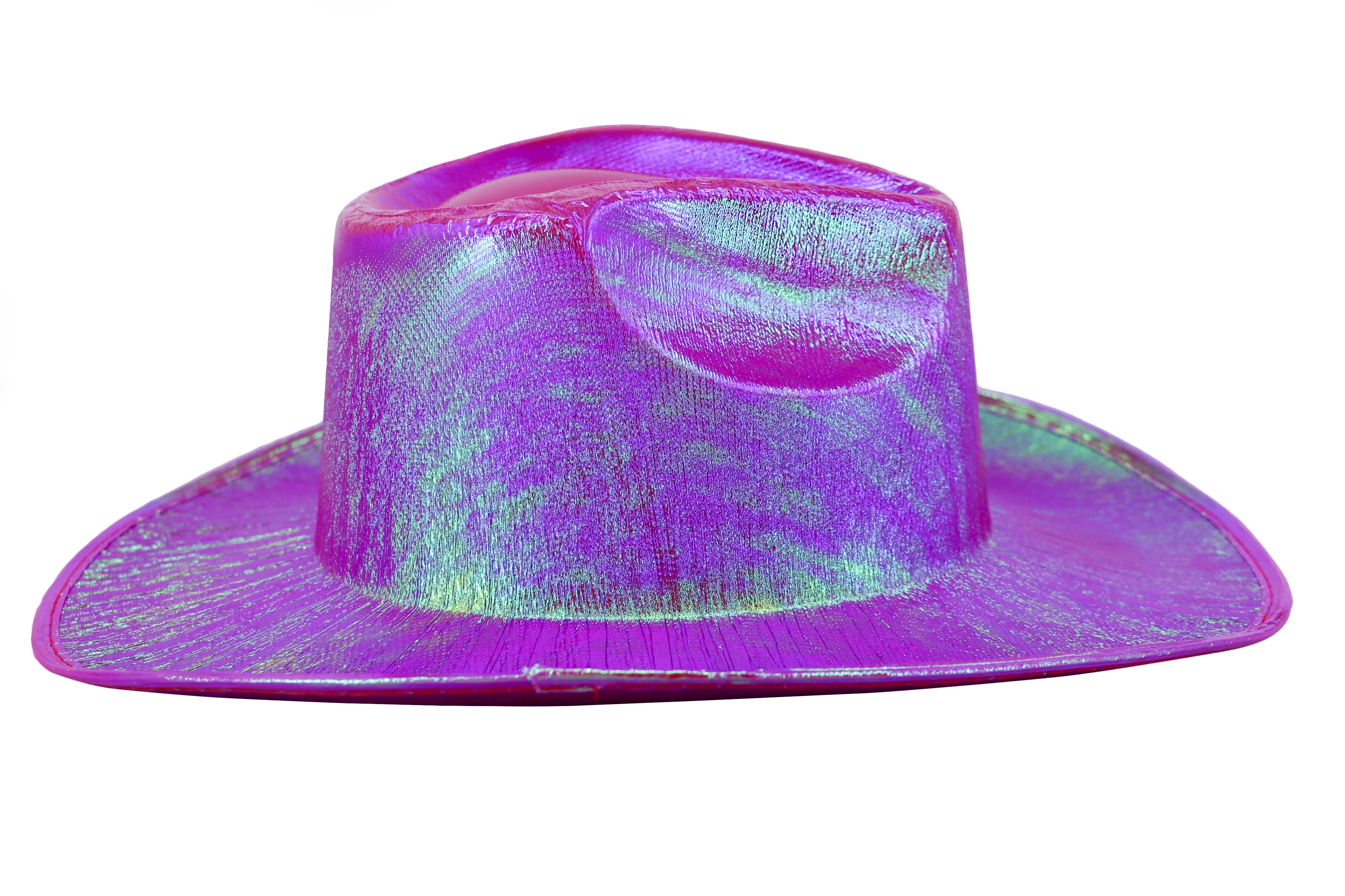 Holographic Space Cowboy Hat (Fuchsia)