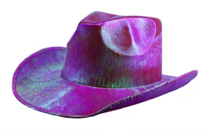 Holographic Space Cowboy Hat (Fuchsia)