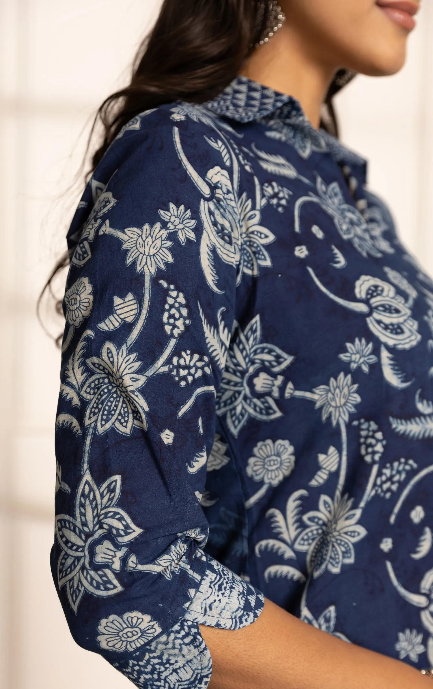 Indigo Pure Cotton Ready-To-Wear Hand Block Printed Co-ord Set
