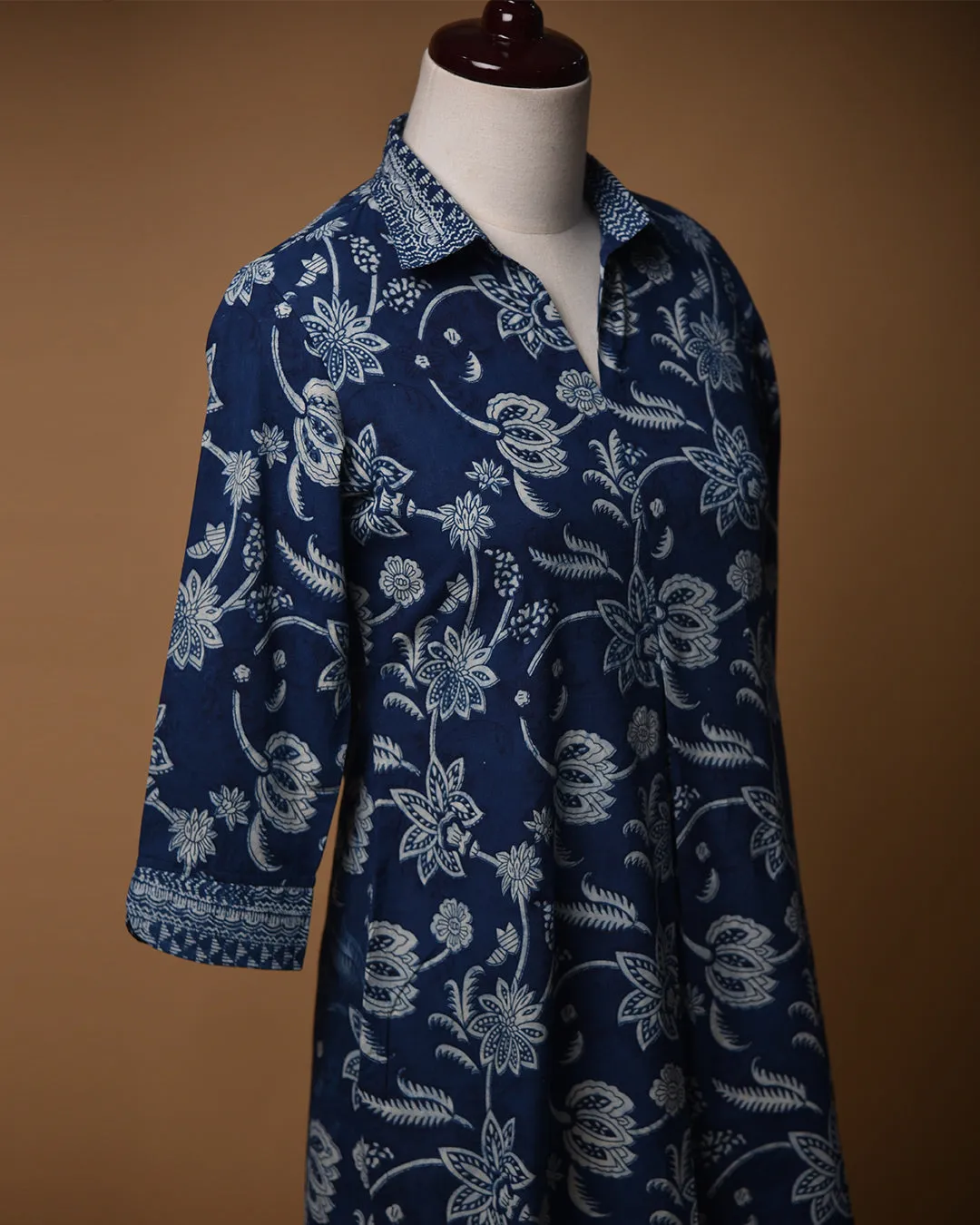 Indigo Pure Cotton Ready-To-Wear Hand Block Printed Co-ord Set