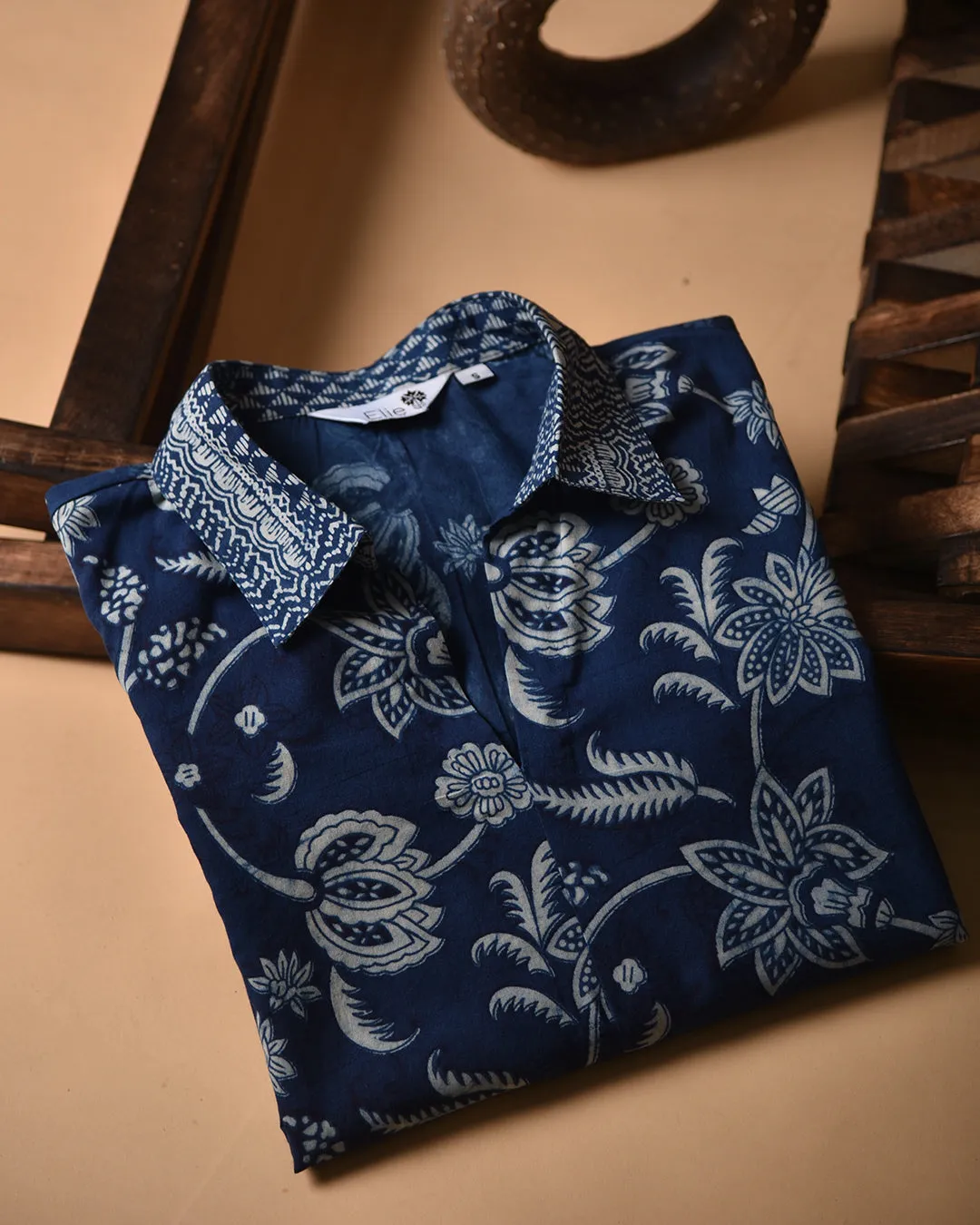 Indigo Pure Cotton Ready-To-Wear Hand Block Printed Co-ord Set
