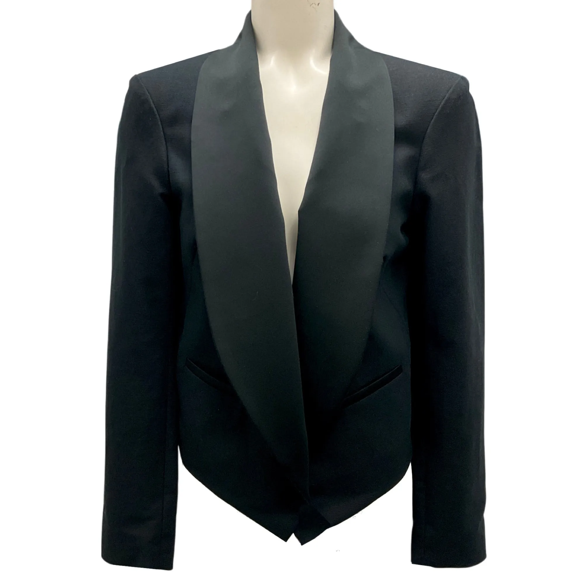 Isabel Marant Black Satin Trimmed Tuxedo-Style Cotton and Linen Jacket