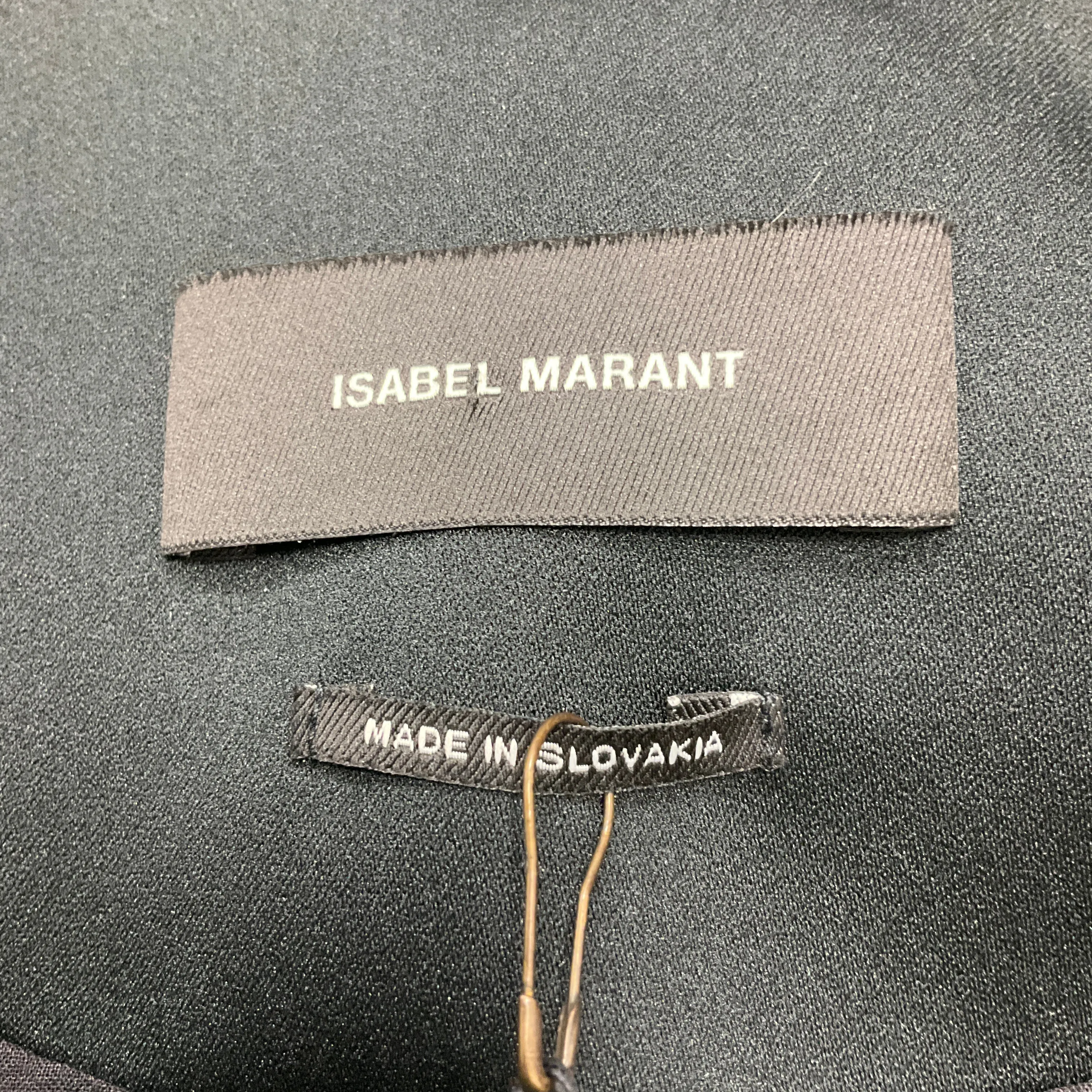 Isabel Marant Black Satin Trimmed Tuxedo-Style Cotton and Linen Jacket